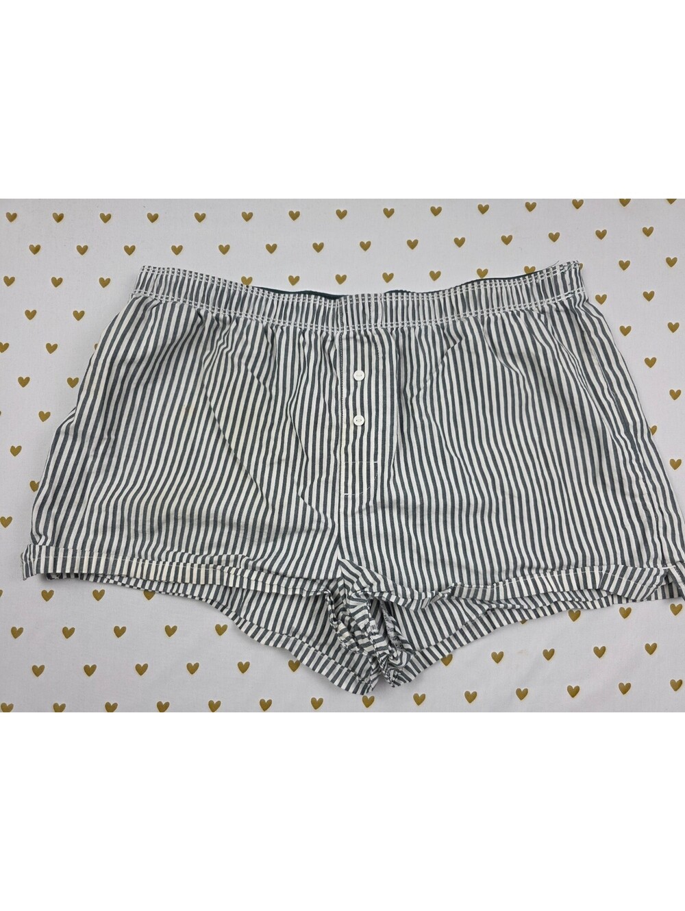 Victorias Secret PINK Green Striped Small Sleep Shorts Boxers Pajama Bottoms